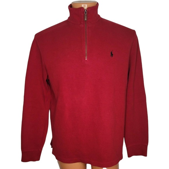 Polo Ralph Lauren Other - Polo Ralph Lauren 1/4 Zip Knit Pullover Sweater Size L Red Black Pony